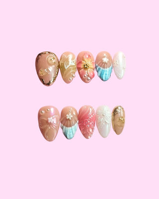 Twilight Blossom press on nails - Aurelle Beauty